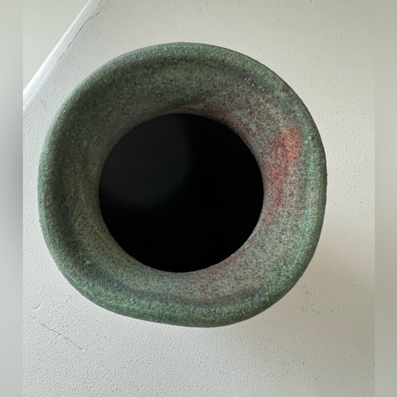 RAKU POTTERY VASE Handmade in Arizona 5" Tall | Leather Trim - Picture 6 of 9